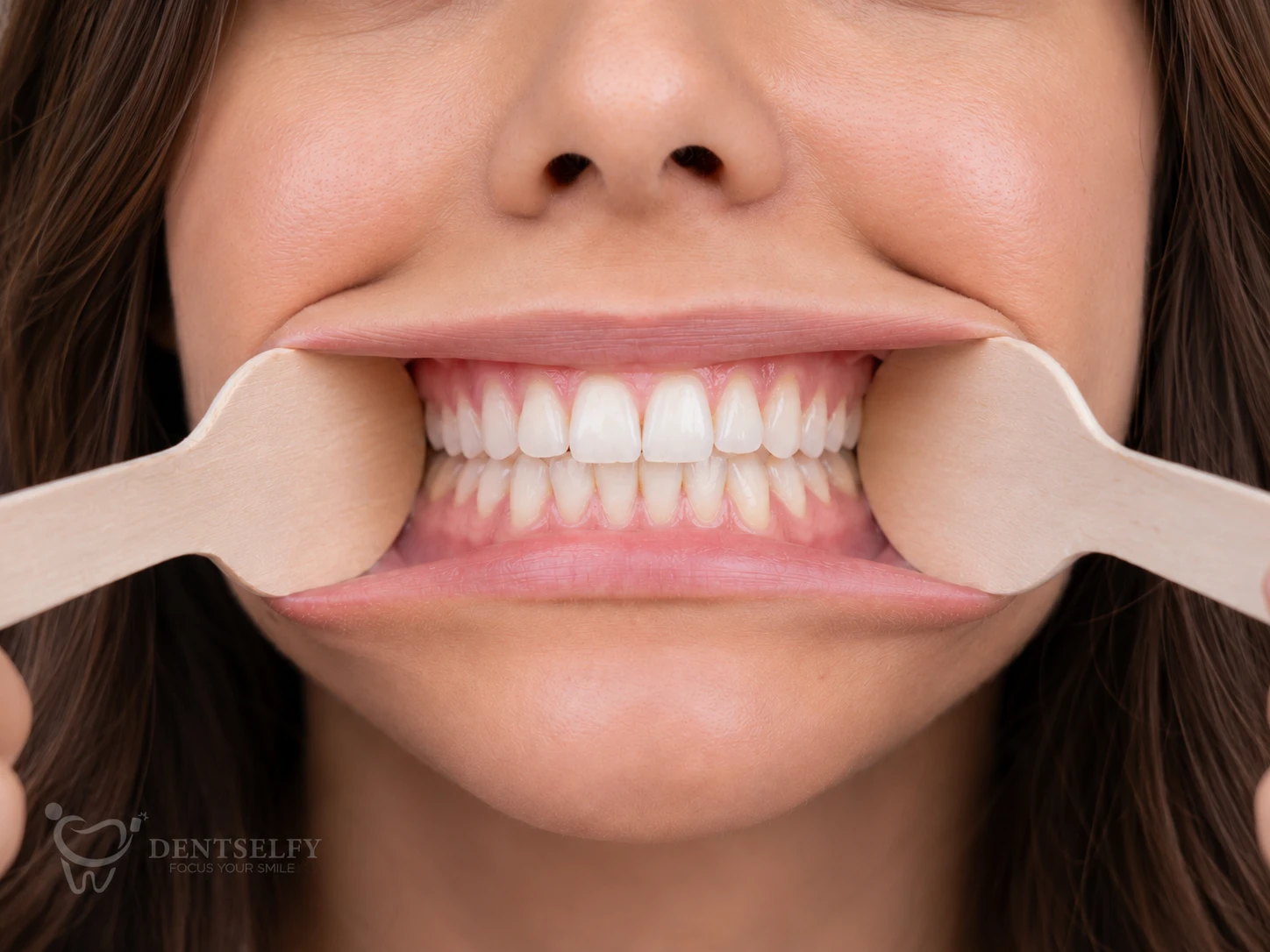 Closed bite view — teeth together, front-facing